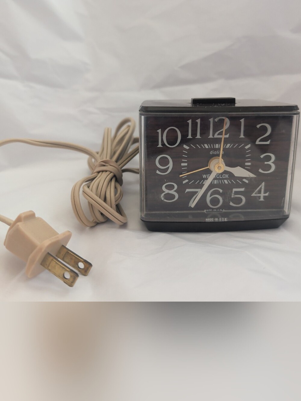 Vintage Westclox Alarm Clock Tiny Electric Minikin Drowse Dialite Lighted Works!